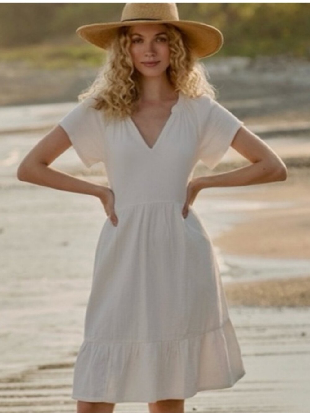 Pact "Breezy" Coastal Cotton Gauze Dress